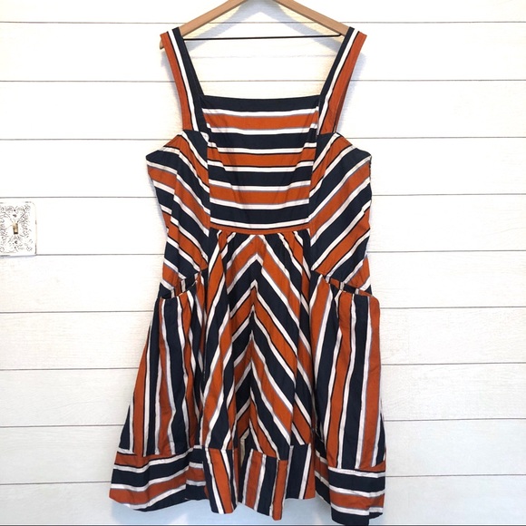 ASOS Dresses & Skirts - ASOS Orange and Navy Striped Dress with Pockets
